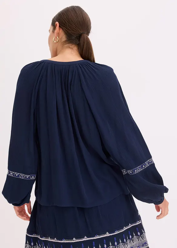 Blouse oversize à broderies, bonprix