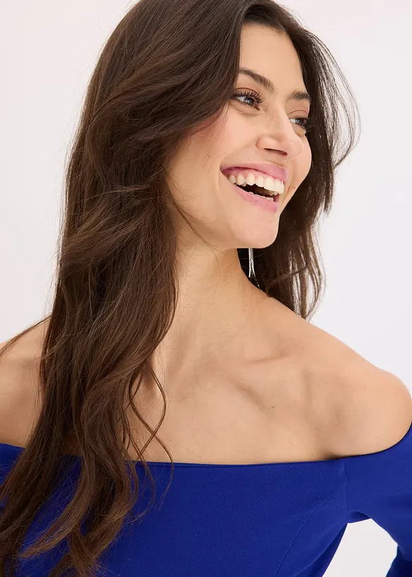 Carmen-Kleid aus strukturiertem Crepe, bonprix