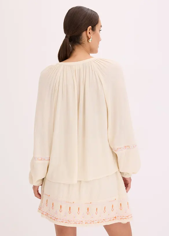 Blouse oversize à broderies, bonprix