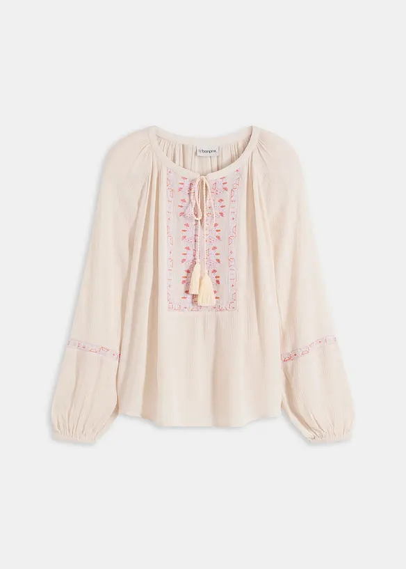 Blouse oversize à broderies, bonprix