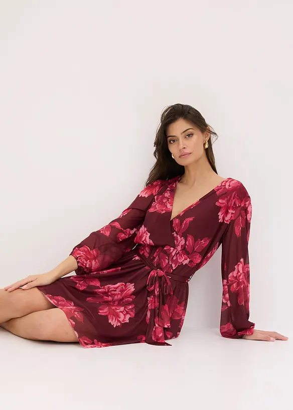 Robe courte en mesh imprimée, bonprix