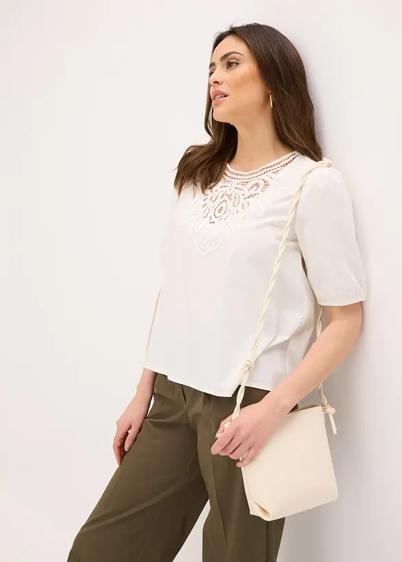 Blouse manches courtes à dentelle, bonprix