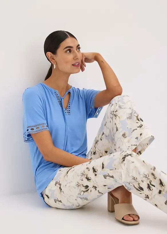 Shirt-Tunika mit Spitzenband, bonprix