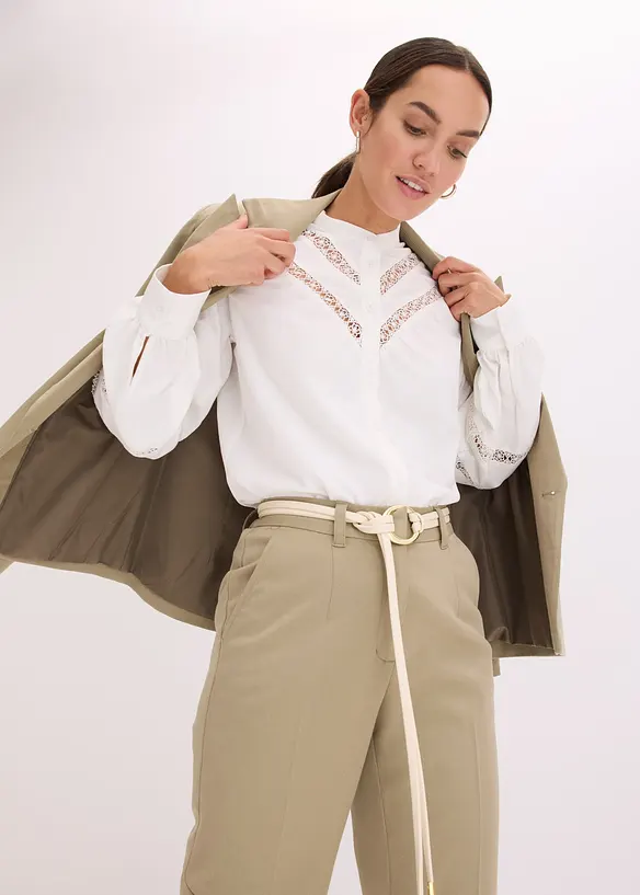 Chemisier avec lin et empiècements en crochet, bonprix