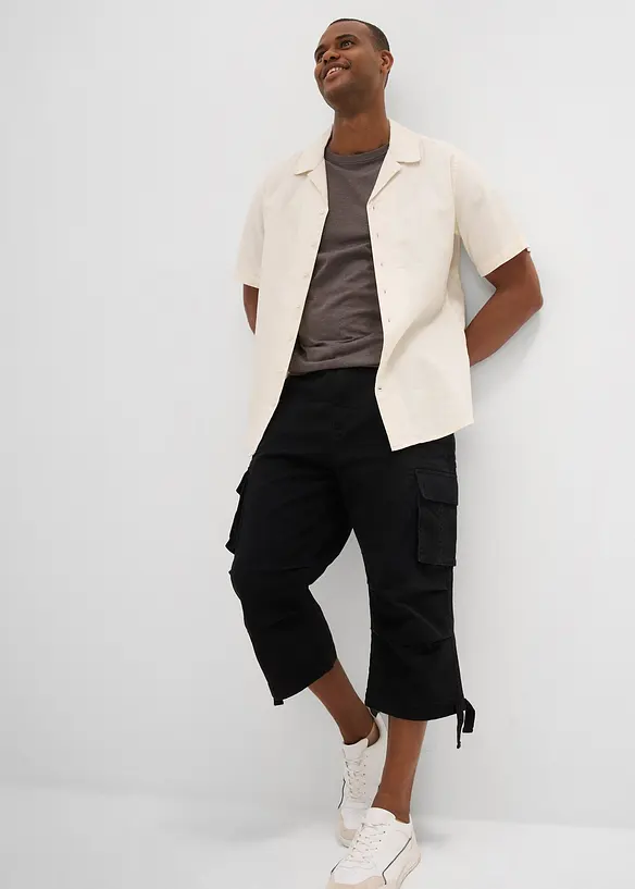 Pantalon cargo extensible et loose, longueur 3/4, bonprix