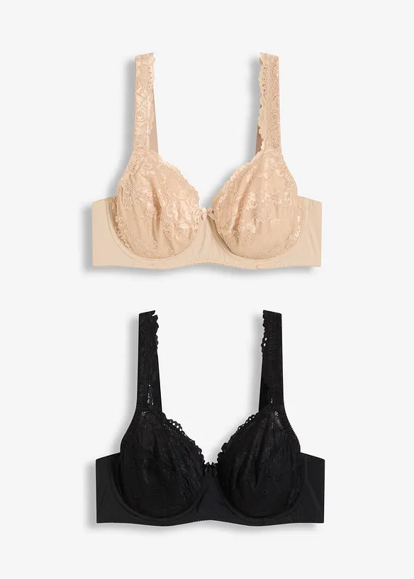 Lot de 2 soutiens-gorge avec dentelle, bonprix