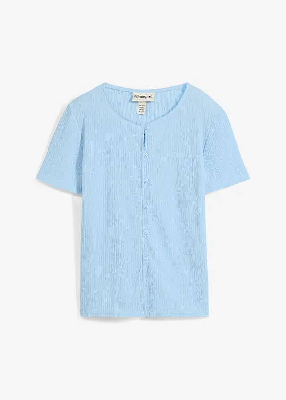 T-shirt texturé et boutonné, bonprix