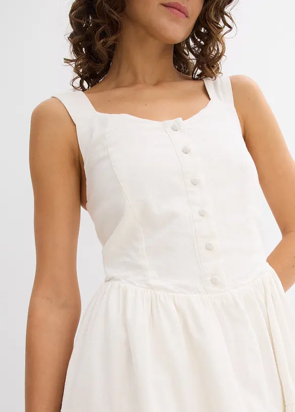 Minikleid aus luftigem Leinen-Mix, bonprix