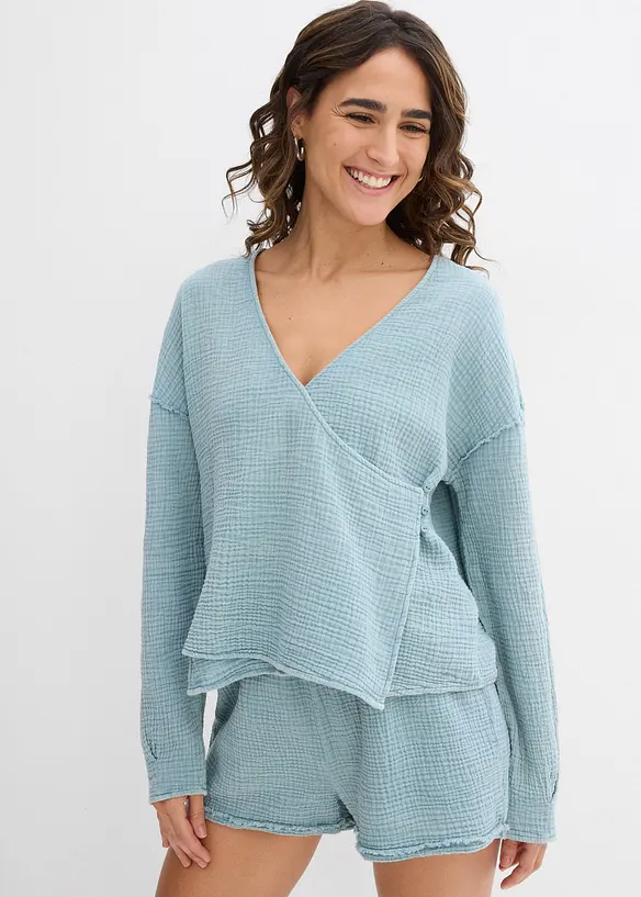 Blouse cache-cœur 100% coton, bonprix
