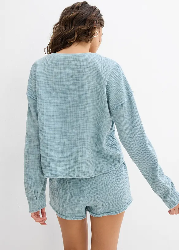Blouse cache-cœur 100% coton, bonprix