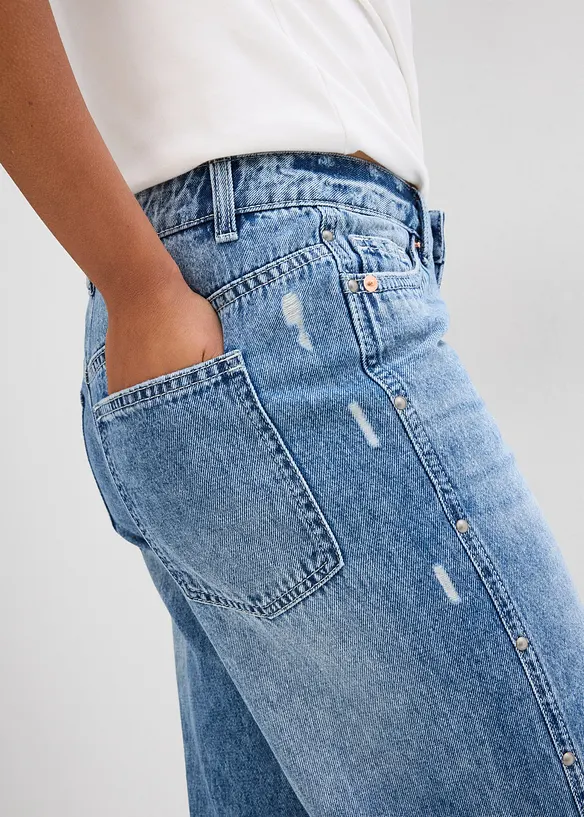 Loose Straight-Jeans Mid Waist, Low Stretch, bonprix