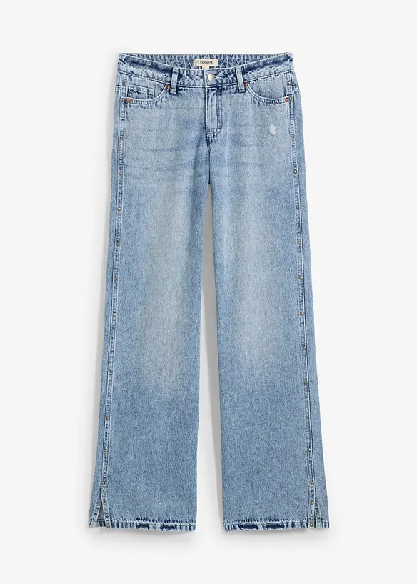 Jean droit et ample, taille mi-haute, peu extensible, bonprix