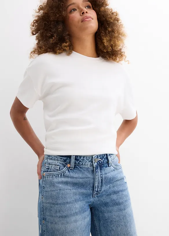 Loose Straight-Jeans Mid Waist, Low Stretch, bonprix