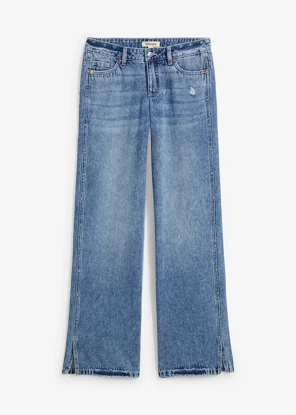 Loose Straight-Jeans Mid Waist, Low Stretch, bonprix