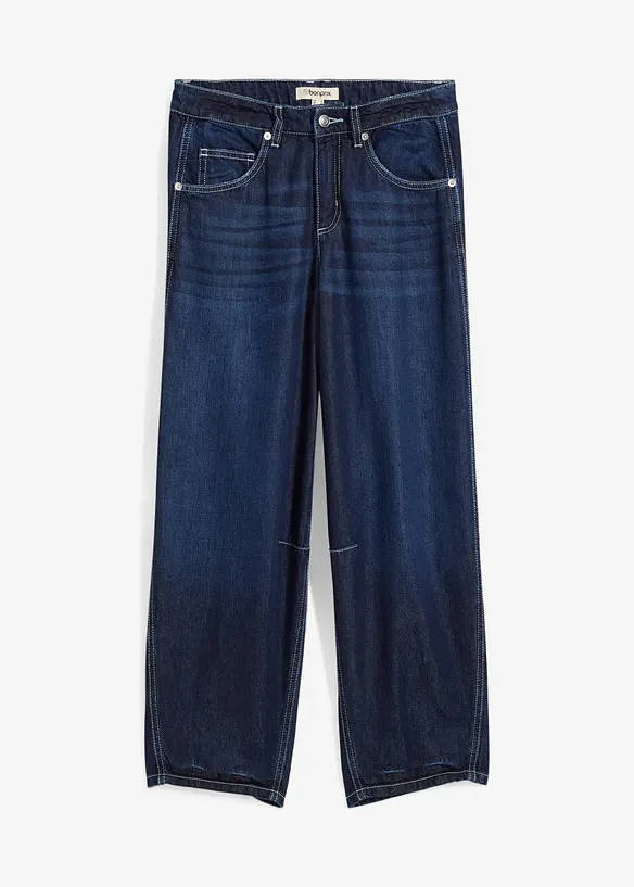 Jean balloon taille mi-haute, doux et raccourci, bonprix