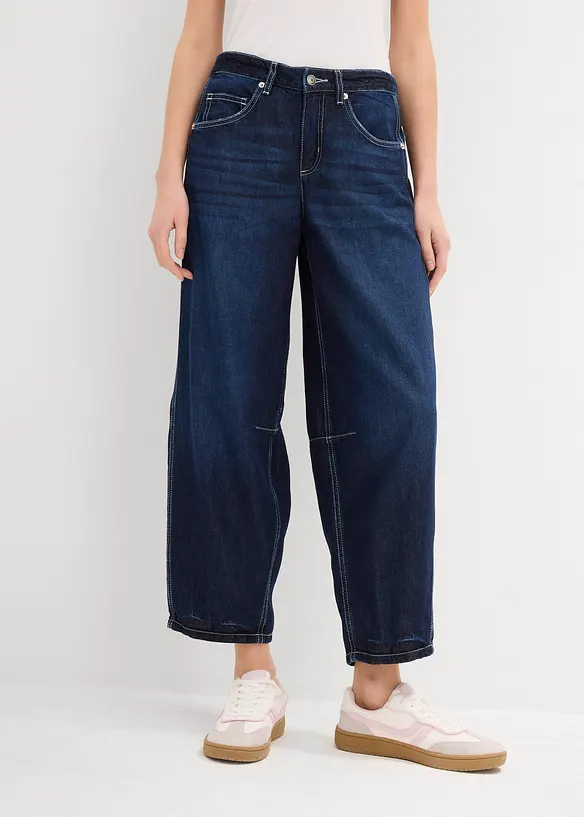 Jean balloon taille mi-haute, doux et raccourci, bonprix