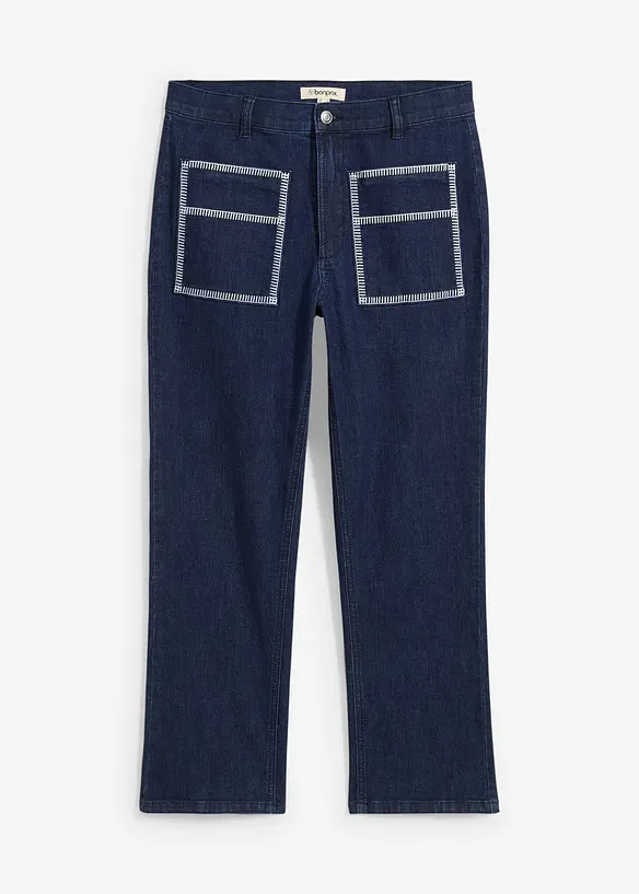 Jean droit taille haute, raccourci, bonprix