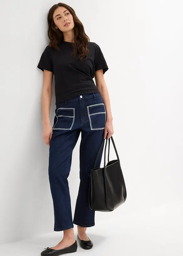 Jean droit taille haute, raccourci, bonprix