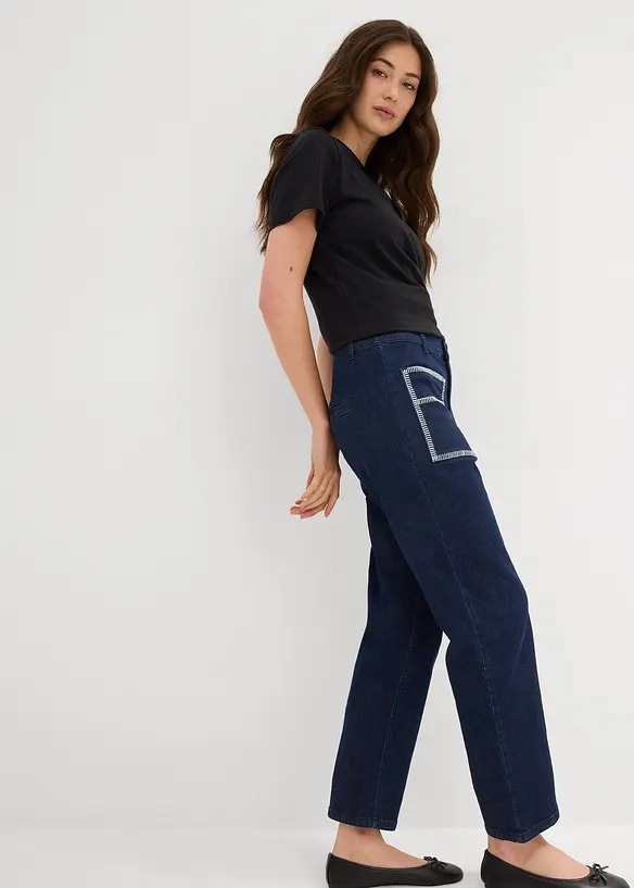 Jean droit taille haute, raccourci, bonprix