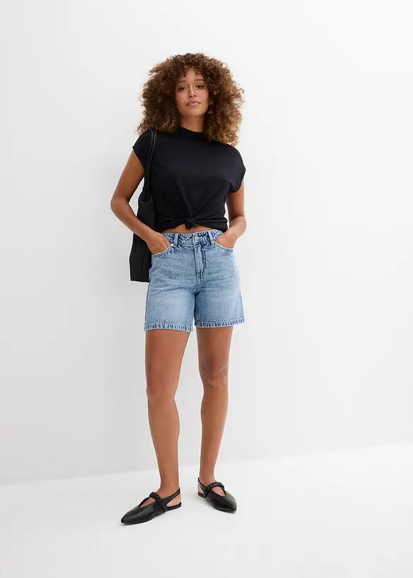 Jeans-Bermuda Mid Waist, Low Stretch, bonprix