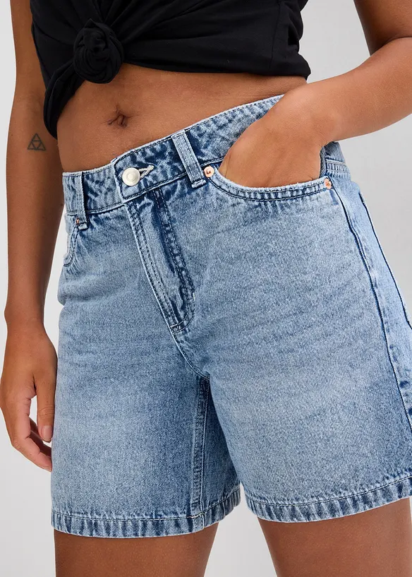 Jeans-Bermuda Mid Waist, Low Stretch, bonprix