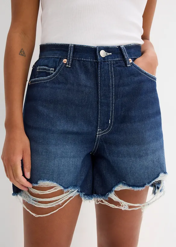 Short en jean taille haute, peu stretch, bonprix