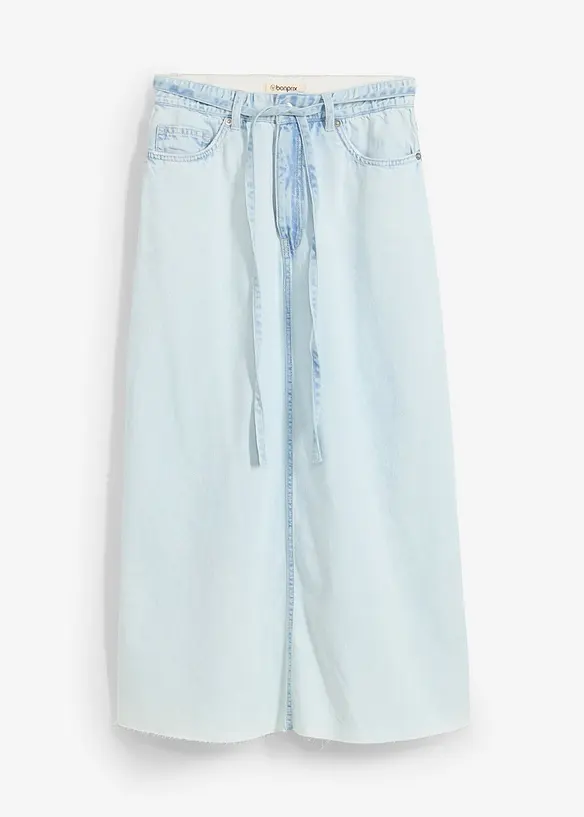 Jupe midi en jean taille mi-haute, toile super souple, bonprix