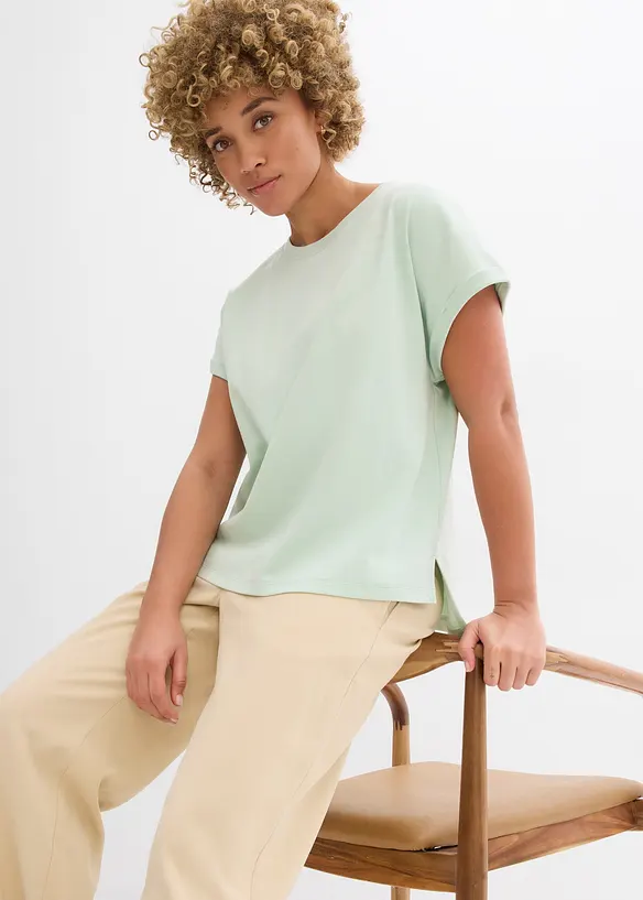 T-shirt plus long derrière en jersey coton épais, bonprix