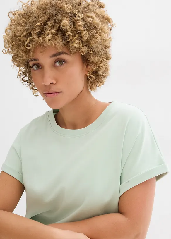 T-shirt plus long derrière en jersey coton épais, bonprix