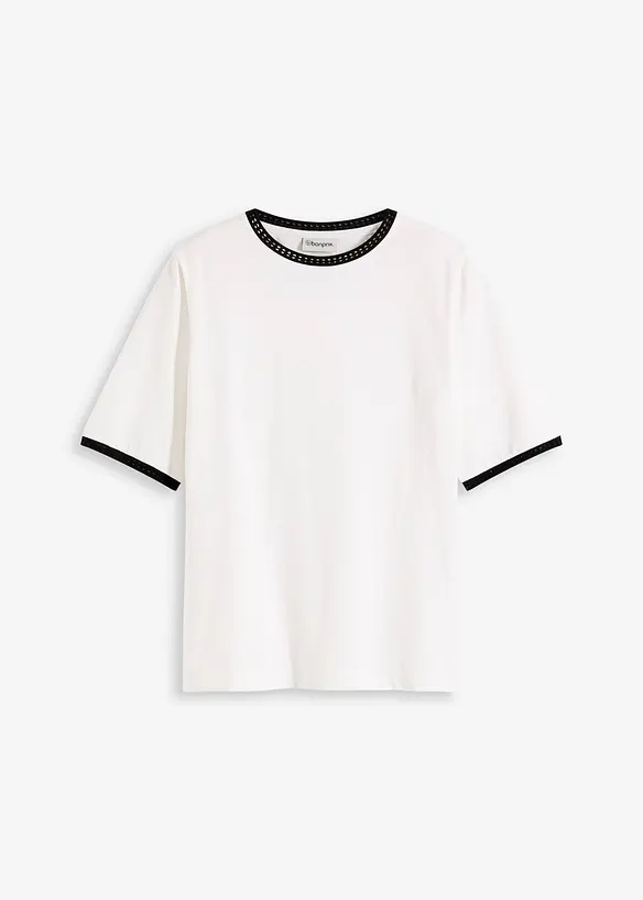 T-shirt à liserés en dentelle, bonprix