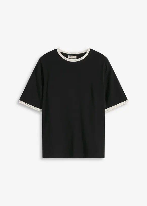 T-shirt à liserés en dentelle, bonprix