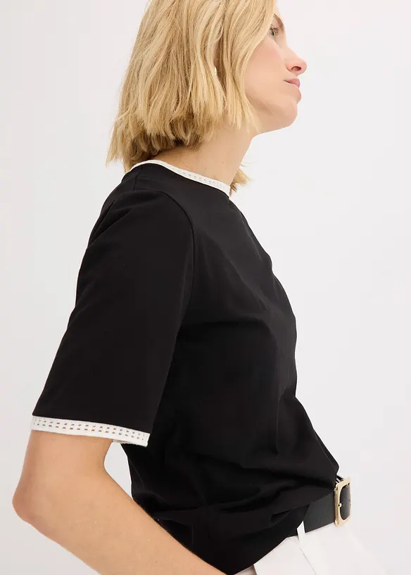 T-shirt à liserés en dentelle, bonprix
