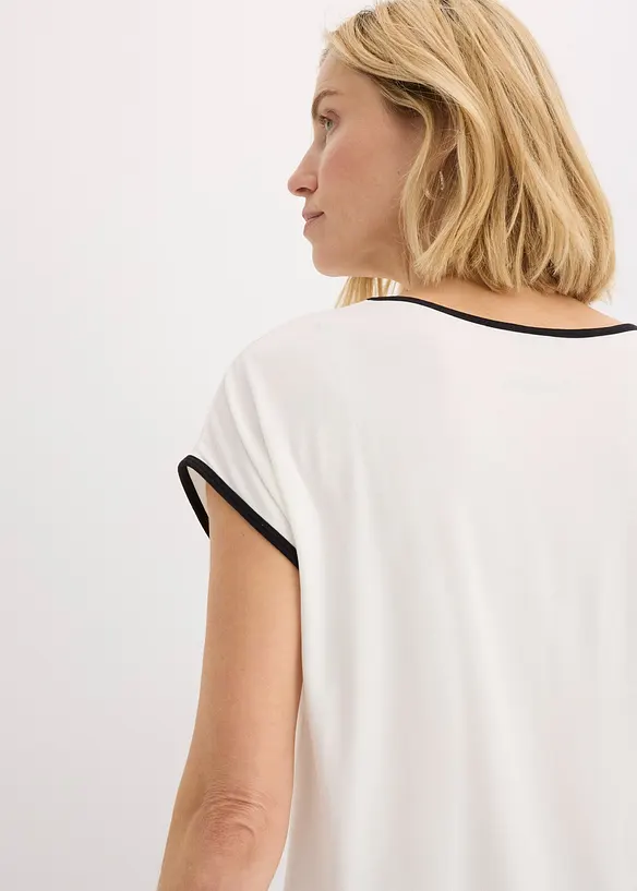Shirt mit platziertem Druck und Kontrast Piping, bonprix