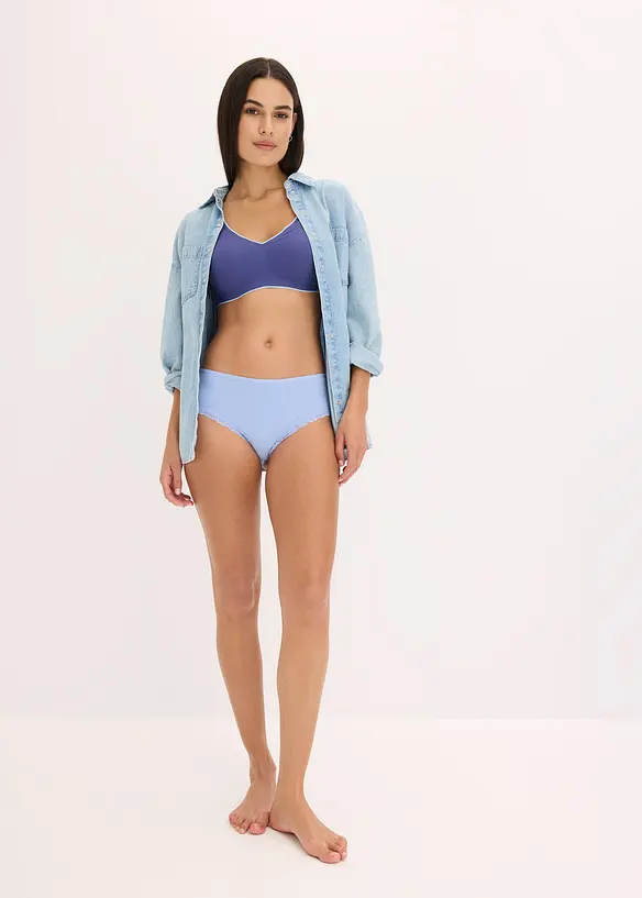 Brazilslip gerippt mit Bio-Baumwolle und Spitze (4er Pack), bonprix