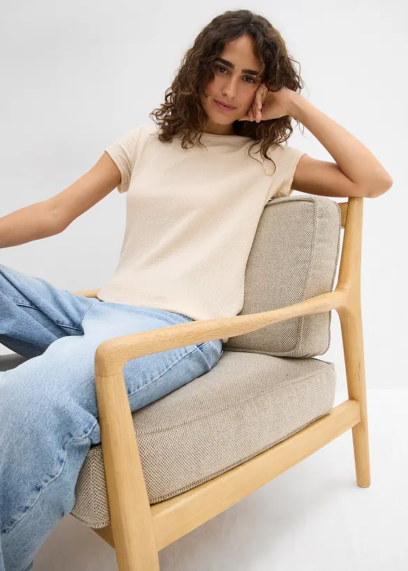 T-Shirt aus strukturiertem Crêpe, bonprix