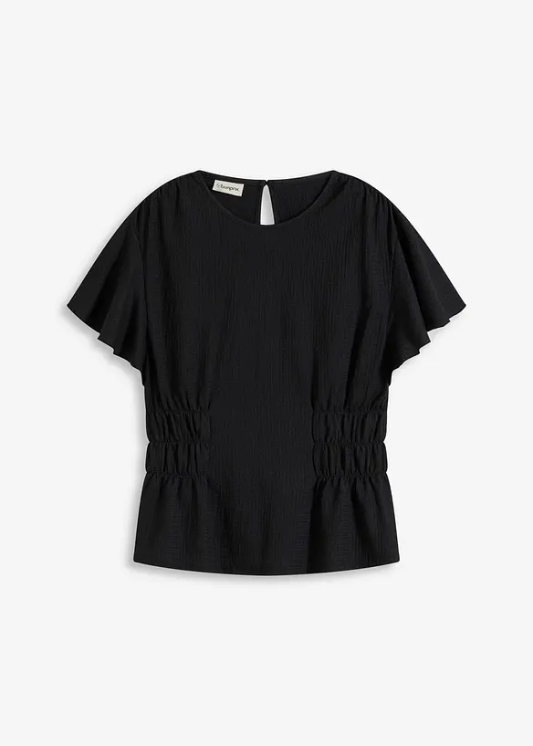 T-shirt en jersey crêpe avec smocks, bonprix
