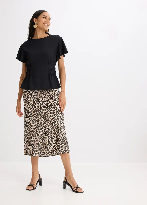 T-shirt en jersey crêpe avec smocks, bonprix