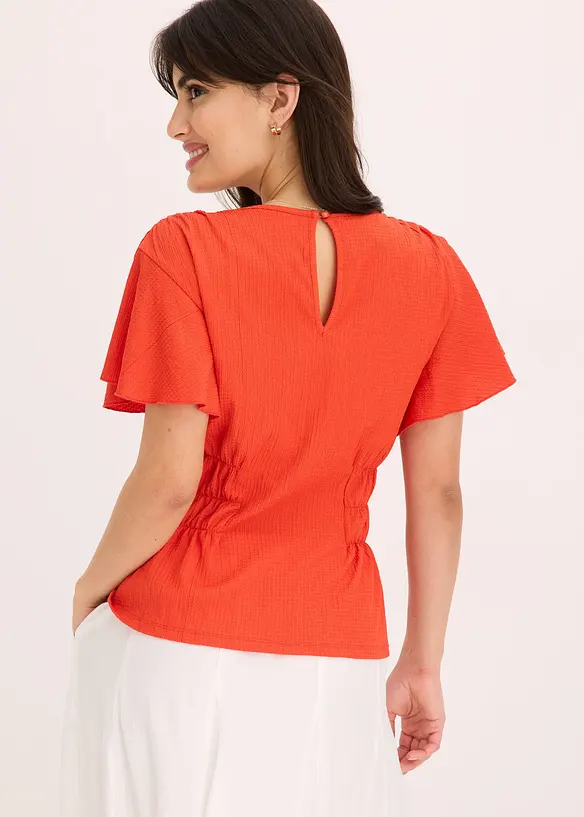 T-shirt en jersey crêpe avec smocks, bonprix