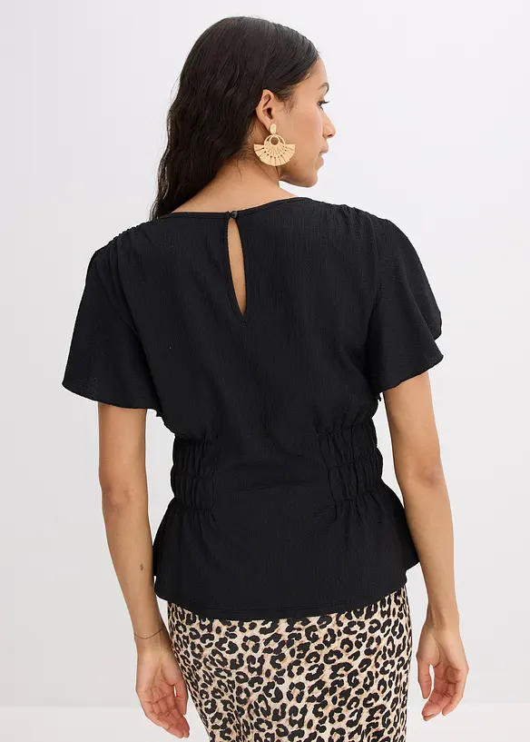T-shirt en jersey crêpe avec smocks, bonprix