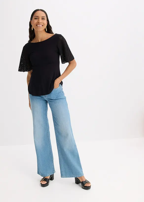 T-shirt à manches en dentelle, bonprix
