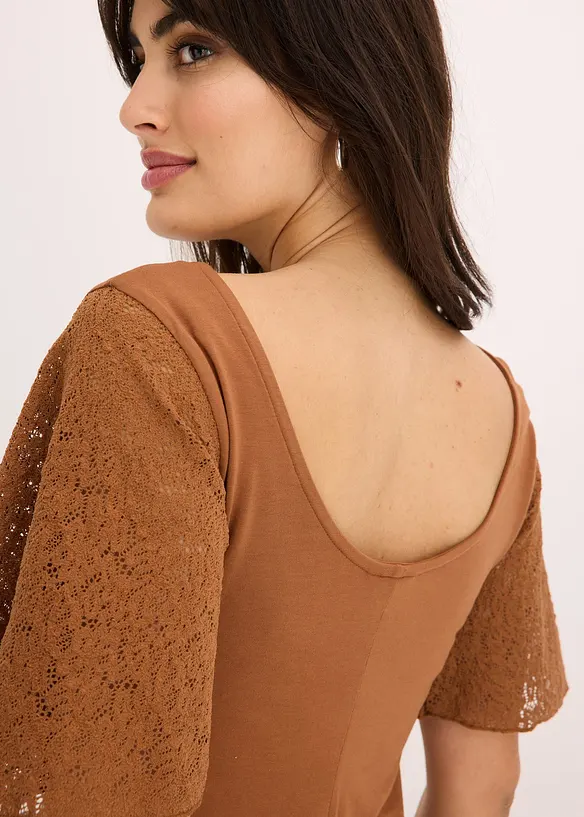 T-shirt à manches en dentelle, bonprix