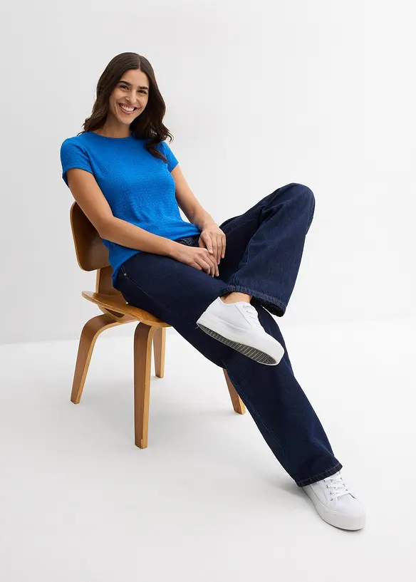 T-Shirt aus strukturiertem Crêpe, bonprix