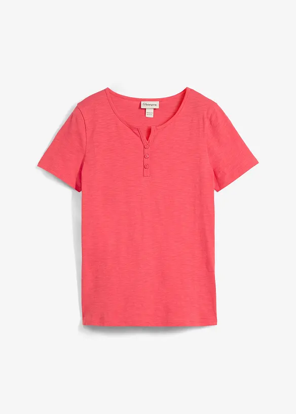 T-shirt col tunisien, 100% coton, bonprix