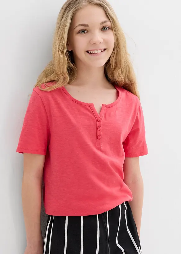 T-shirt col tunisien, 100% coton, bonprix