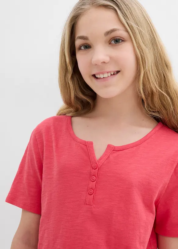 T-shirt col tunisien, 100% coton, bonprix