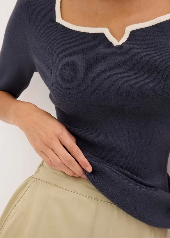 Pull en maille fine avec bande contrastante, bonprix