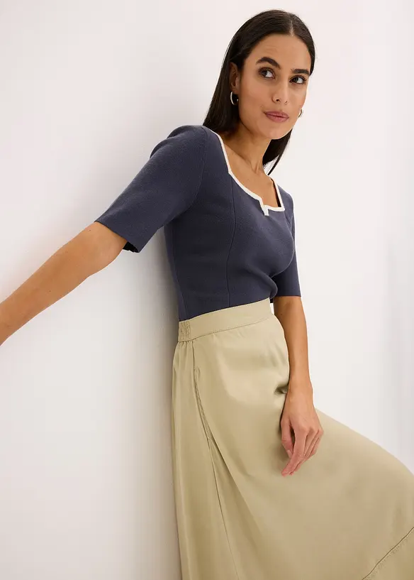 Pull en maille fine avec bande contrastante, bonprix
