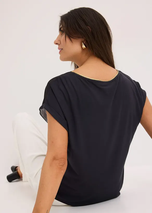 Shirt mit Webeinsatz, bonprix