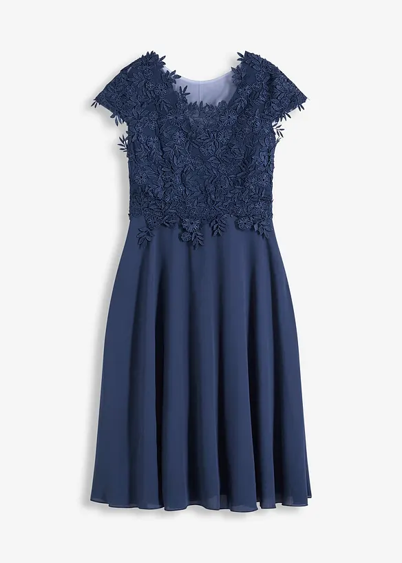 Midikleid aus zartem Tüll mit Spitze, bonprix