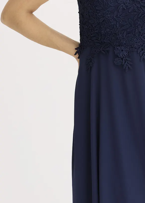 Midikleid aus zartem Tüll mit Spitze, bonprix